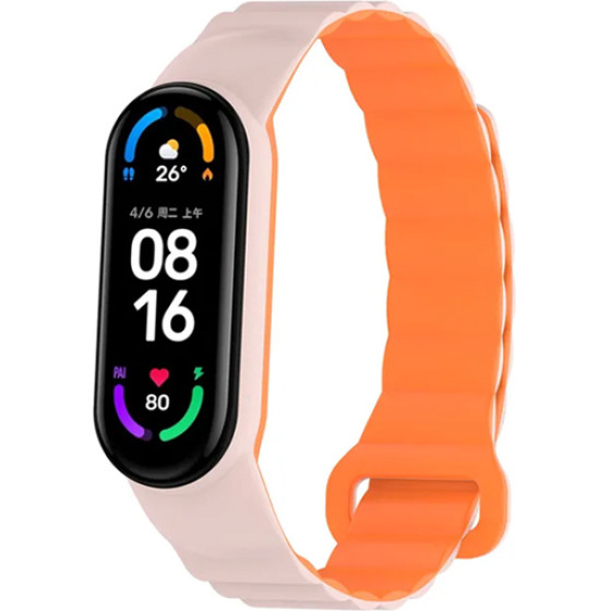 Strap For Xiaomi Mi Band 3/4/5/6/7, Magnet Strap /Pink + Orange/ OEM