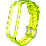 Strap For Xiaomi Mi Band 3/4/5/6/7, Transparent Silicone Strap /Neon lime/ OEM