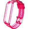 Strap For Xiaomi Mi Band 3/4/5/6/7, Transparent Silicone Strap /Neon pink/ OEM