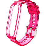 Strap For Xiaomi Mi Band 3/4/5/6/7, Transparent Silicone Strap /Neon pink/ OEM