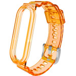 Strap For Xiaomi Mi Band 3/4/5/6/7, Transparent Silicone Strap /Neon orange/ OEM