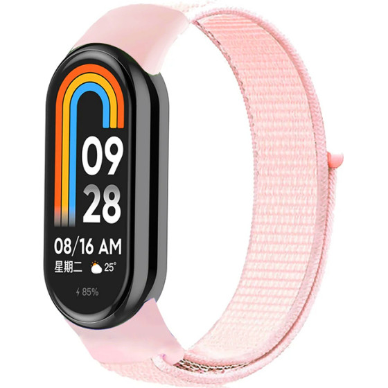 Strap For Xiaomi Mi Band 8, Nylon Loop /Light pink/ OEM