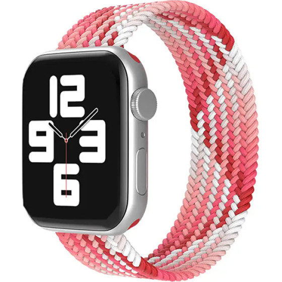 Strap For Apple Watch 38/40/41mm, Braided Solo Loop, M /Strawberry red/ OEM