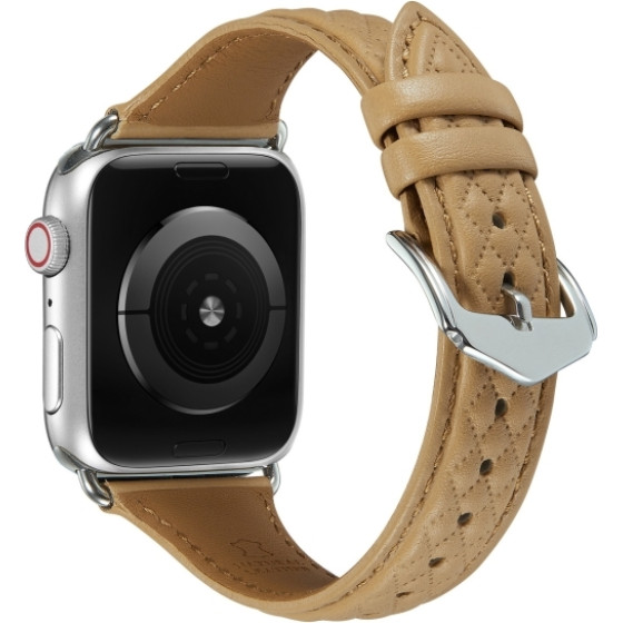 Strap For Apple Watch 38/40/41mm, Leather Rhombic Pattern Strap /Caramel/ OEM