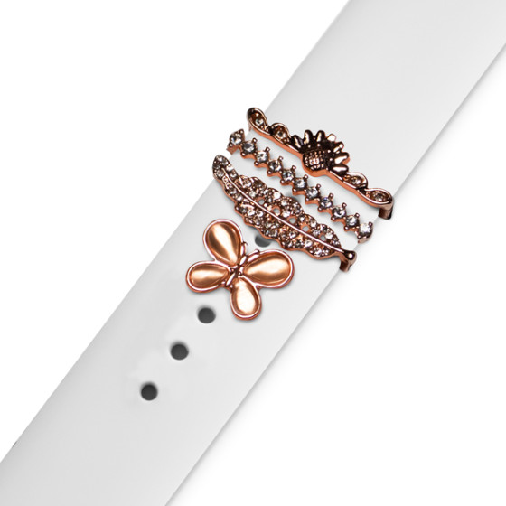 Strap Jewellery Ring + Charm Butterfly /SET, Rose gold/ OEM