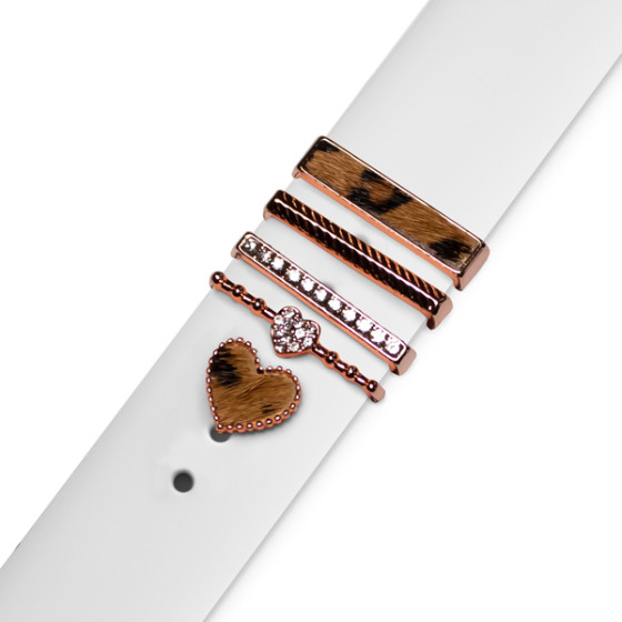 Strap Jewellery Ring + Charm Heart /SET, leopard/ OEM