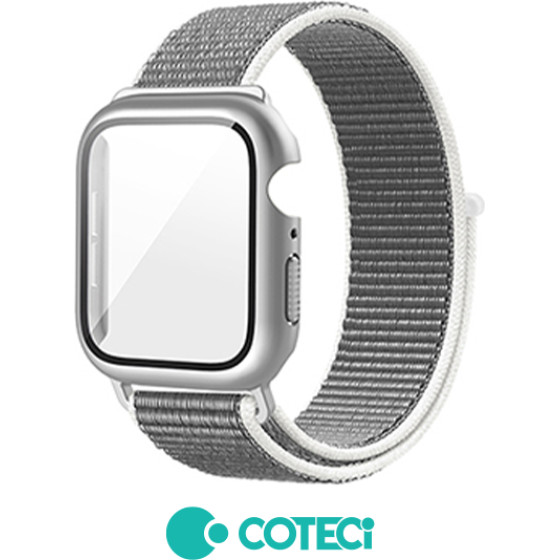 COTECi Strap for Apple Watch 45mm, Nylon integrated Case + Strap W77 /silver/