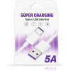 Cable USB-A - Type-C, 1 m, 5A, AP71 /white/ OEM