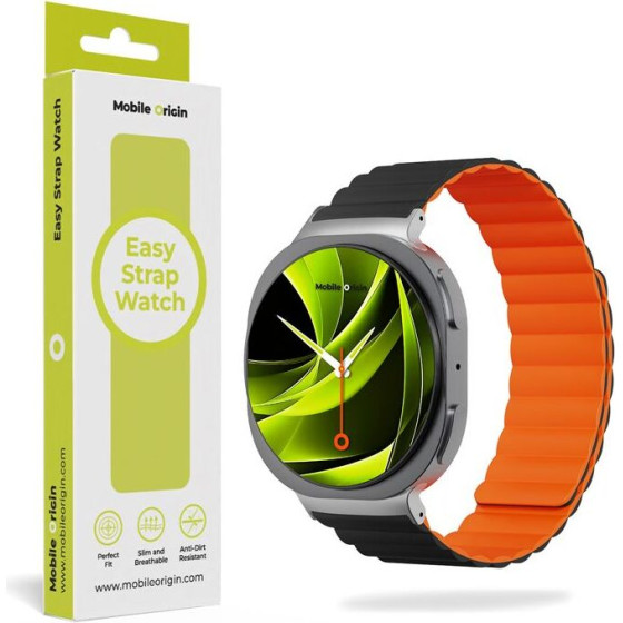 Mobile Origin Easy Strap Magnetic Galaxy Watch 8 Black/Orange - (MO-MGW8-BLK-ORG)