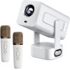 EXTRALINK Smart Projector Cinema&Karaoke - IMS360 White | Projector For movies, Games And Music With 2 Microphones | 1080p, Android 13 - (EX.95979)