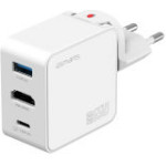 4sMarts Flex Adapter Travel Charger Hub 65W Gan USB-C/USB-A/Hdmi White - (541711)