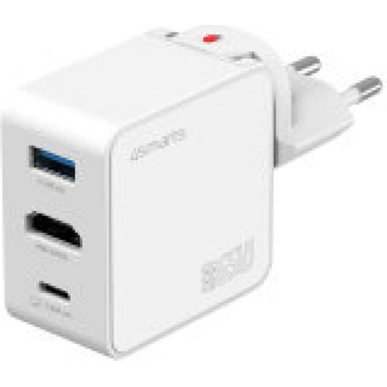 4sMarts Flex Adapter Travel Charger Hub 65W Gan USB-C/USB-A/Hdmi White - (541711)