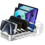 4sMarts Team 100W Charging Station 5xUSB-C With Set Of 6 Cables Silver - (541281)