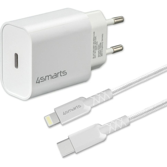 4sMarts Voltplug 20W Pd USB-C Wall Charger With USB-C To Lightning Cable White - (465591)
