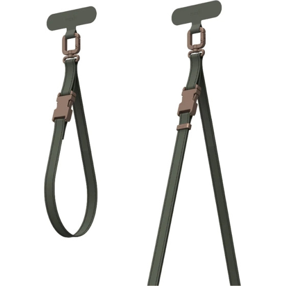 Moshi 2-in-1 Wrist & Body Strap With Adapter - Eco Leather Phone Lanyard (Moss Green) - (99M2252615)