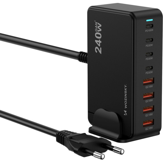 Wozinsky 240W Gan QC3 Charging Station - Black - (WSL-240)