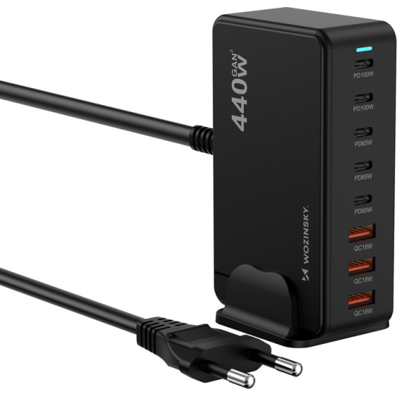 Wozinsky 440W Gan QC3 Charging Station - Black - (WSL-440)