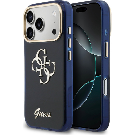 Guess Iml 4G Script Metal Logo Case For Iphone 17 Pro Max Blue - (GUHCP17X5HC4MLSB)