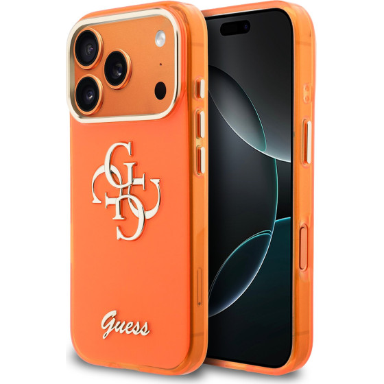 Guess Iml 4G Script Metal Logo Case For Iphone 17 Pro Orange - (GUHCP17L5HC4MLSO)