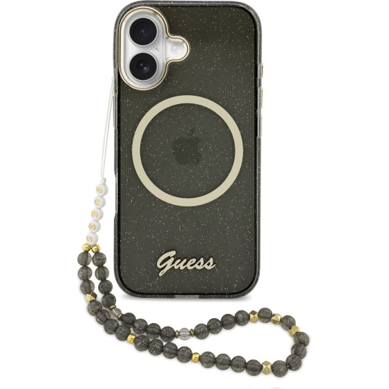 Guess Iml Glitter Script Strap Magsafe Case For Iphone 17 Black - (GUHMP17S5HTGSMSK)