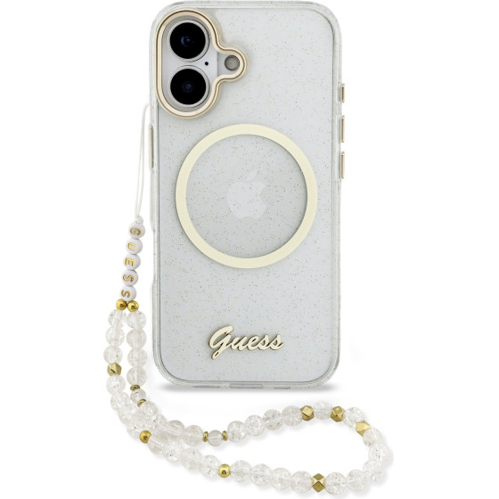 Guess Iml Glitter Script Strap Magsafe Case For Iphone 17 Transparent - (GUHMP17S5HTGSMSH)