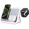 FORCELL F-Energy Mag Mirror 15W 3 In 1 Wireless Charger Compatible With Magsafe / Apple Watch / Samsung Watch / Airpods pink