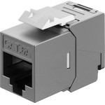 Goobay Keystone Module RJ45 Cat 6A, STP, Slim & Short, Earthing Terminal - (77942)