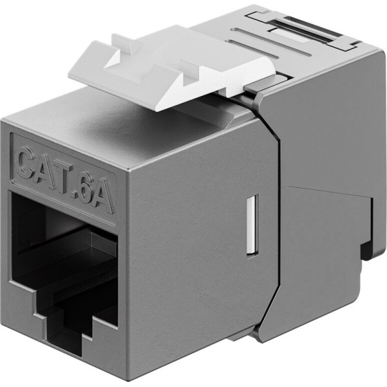 Goobay Keystone Module RJ45 Cat 6A, STP, Slim & Short, Earthing Terminal - (77942)