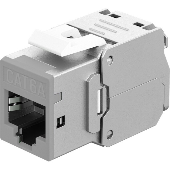Goobay Keystone Module RJ45 Cat 6A, STP, Slim, Light Grey Light Grey - (77946)