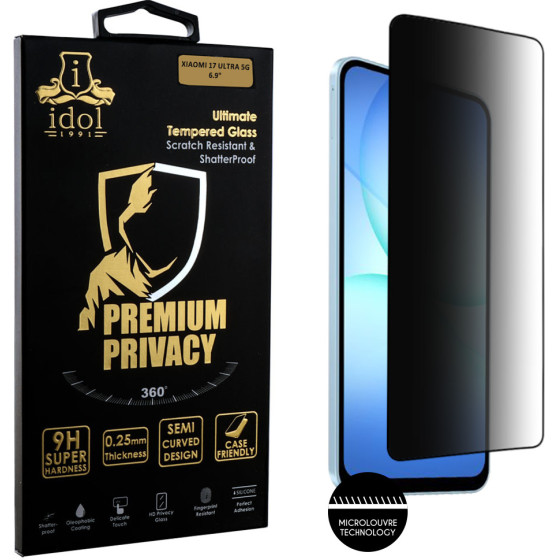 Idol 1991 Tempered Glass Samsung A37 5G 6.7'' 9H 0.25mm Premium Privacy Antispy Semi Curved Full Glue BLACK