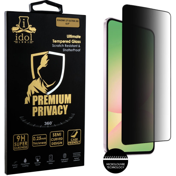 Idol 1991 Tempered Glass Samsung A57 5G 6.7'' 9H 0.25mm Premium Privacy Antispy Semi Curved Full Glue BLACK