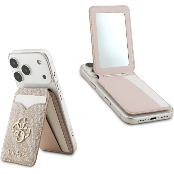 GUESS PU 4G Mirror MagSafe Cardslot Stand Pink - (GUWMSMIP4GP)