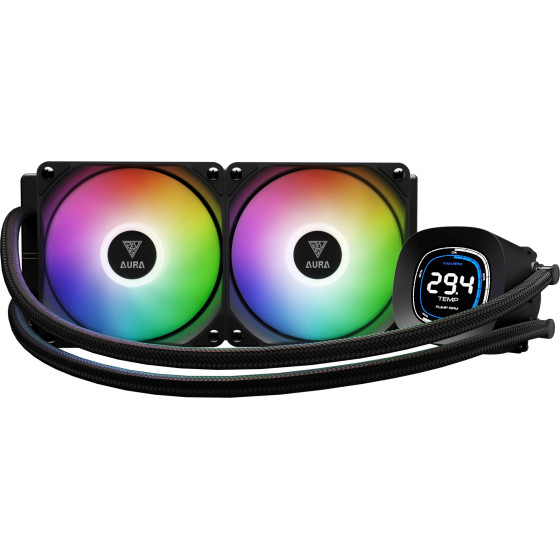Gamdias Water Cooling 240mm - AURA GL240 DIGITAL - Digital Display, aRGB - (GAMDIAS-AURA-GL240-DIGITAL-BK)