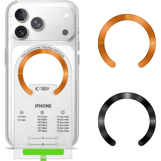 Tech-Protect MMP-210 Magnetic Magsafe Ring 2-Pack Black & Cosmic ORANGE