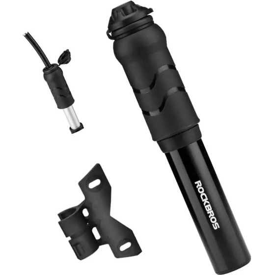 Rockbros 810PCS-Hp Mini Hand Bicycle Pump With Presta & Schrader Hose - Black - (Rockbros-810PCS-HP)