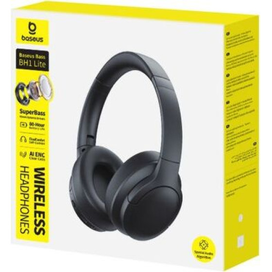 Baseus Earphone Bluetooth BH1 Lite Wireless Headphones, Bt 6.0, Black - (A0203C00)