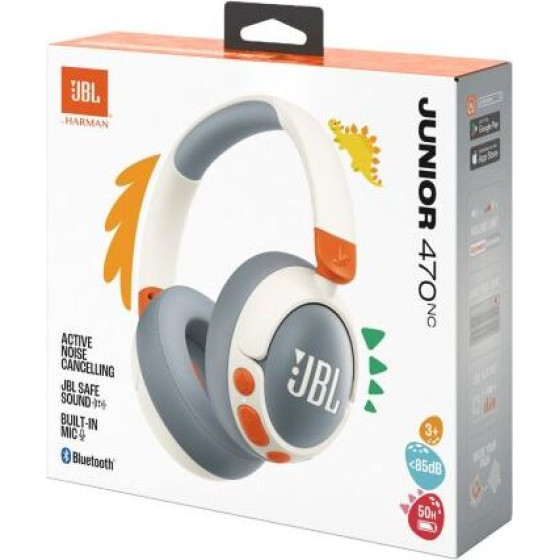 JBL JR470NC Bluetooth Wireless On-Ear Headphones For Kids White Eu - (JBL-JR470NC-WHT)