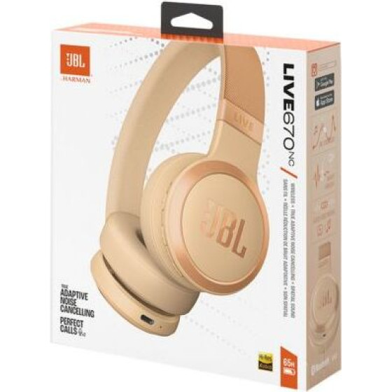 JBL Live 670NC Bluetooth Wireless On-Ear Headphones Beige Eu - (JBLLIVE670NCBEIGE)