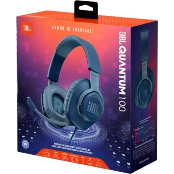 JBL Quantum 100 Wired On-Ear Gaming Headphones With Mic Blue Eu - (JBLQTM100BLU)