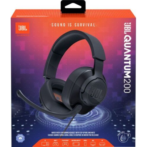 JBL Quantum 200 Headphone Wired Gaming Headset With Microphone, Black Eu - (JBL-QNTM200-BLK)