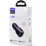 Joyroom Car Charger U+U, 24W, Led Light, Black (JR-CL10) - (JR-CL10-BLK)