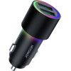 Joyroom Car Charger U+U, 24W, Led Light, Black (JR-CL10) - (JR-CL10-BLK)
