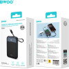 BWOO Pd 20W 10000 Mah Power Bank With Usb-c Cable And Display P80 black