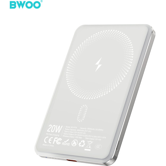 BWOO Ultra Slim Power Bank 5000mAh With Magnetic Charging P79 Gold
