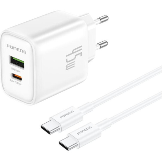 Foneng ��������� �������� ������� �������� �� ����� ����� Usb A & Usb C 45W Gan & ������� Usb C �� Usb C ����� - (EU67)