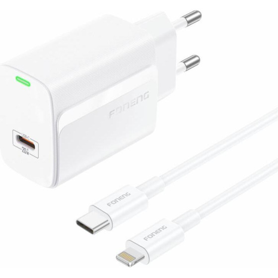 Foneng ��������� �������� ������� �������� �� ����� Usb C Pd 20W 3A & ������� Usb C �� Lightning 1m ����� - (EU65)