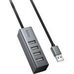 Hoco Hub Usb 4-in-1 USB2.0 �� 4xUSB2.0 480MBps 5V/3A Metal Gray 1.2m - (HB1A)