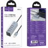 Hoco Hub Usb 4-in-1 USB2.0 �� 4xUSB2.0 480MBps 5V/3A Metal Gray 1.2m - (HB1A)