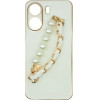Vivid Silicone Case Pearl Chain Holder Redmi Note 13 5G White/Gold - (CS-Fshn HLD-2403010)
