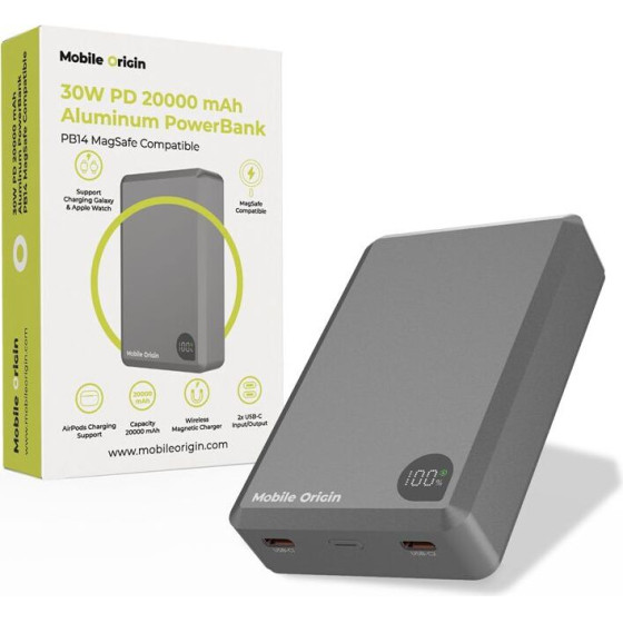 Mobile Origin 30W Pd 20000mAh Aluminum Powerbank PB14 Magsafe Compatible - (MO-30WPD-PB14)